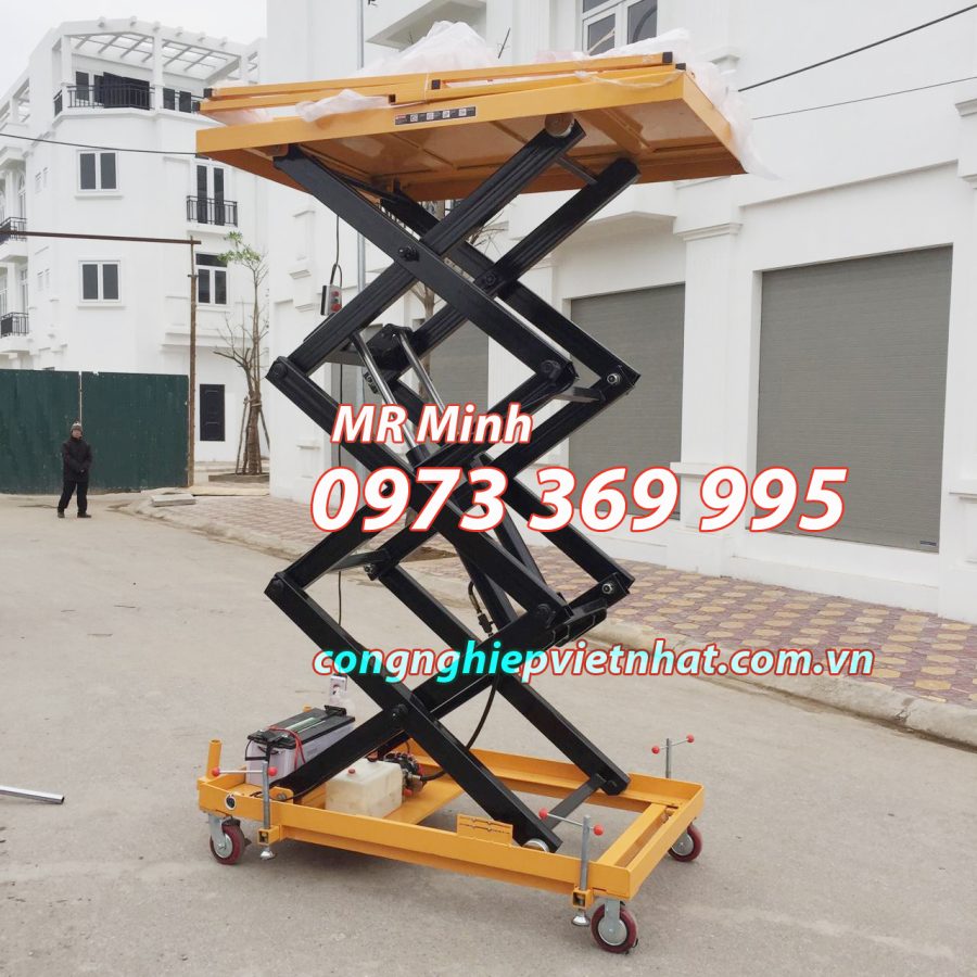 Bàn nâng điện thủy lực 500kg nâng cao 3M di chuyển tiện lợi