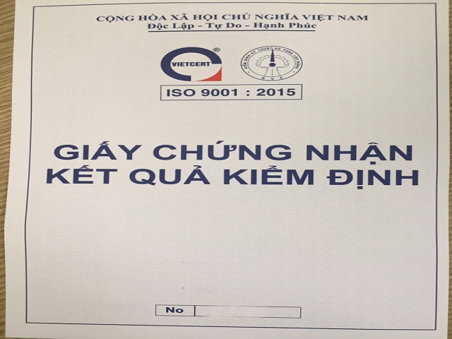 Sau khi kiểm tra sẽ có giấy chứng nhận kiểm định. Sau khi kiểm tra sẽ có giấy chứng nhận kiểm định.